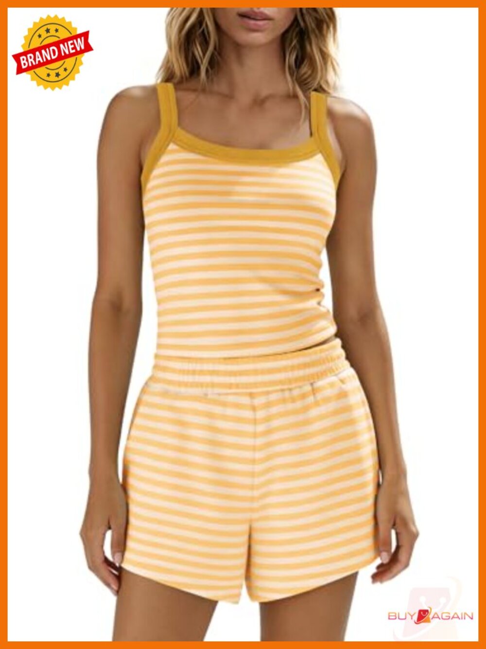 Striped Lounge Set Spaghetti Strap Tank Shorts